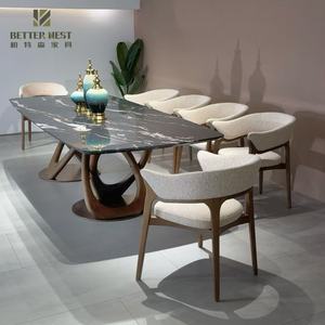 Bộ bàn ăn bán chạy với 8 ghế, mặt bàn đá cẩm thạch gốm, giá rẻ, nội thất hiện đại, bàn ăn có thể kéo dài - Product Image 2