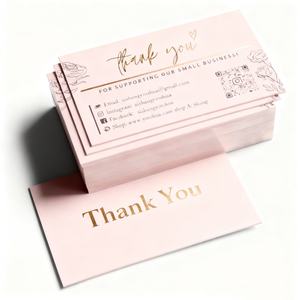 Vente en gros de cartes de remerciement pour votre bon de commande Impression personnalisée Papier d'insertion Feuille d'or Cartes de remerciement pour le soutien de mon entreprise - Product Image 2