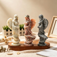 Figura de Ángel Fantasma de Cristal Natural Mixto al por Mayor, Estatua de Ángel Alado y con Capa Tallada a Mano para Decoración Gótica o Regalo