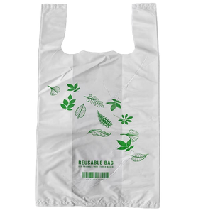 Bolsa de Compras de Alta Calidad con Logotipo Impreso Personalizado, Hecha con Materiales Reciclados, Bolsa de Supermercado y Tienda de Abarrotes, Bolsa de PE Tipo Camiseta para Exhibiciones - Product Image 1