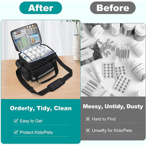 Organisateur de médicaments portable OEM d'usine avec séparateur réglable, trousse de premiers soins à double couche pour le rangement des pilules, santé à domicile, voyage - Product Image 3