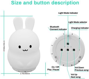 Đáng Yêu Thỏ Động Vật Ánh Sáng Ban Đêm Cảm Ứng Mềm Mại Silicone Loa Âm Nhạc Máy Nghe Nhạc Dễ Thương Cạnh Giường Ngủ Tiếng Ồn Trắng Máy Đèn Cho Trẻ Em - Product Image 3
