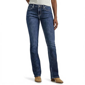 Pantalones vaqueros de entrenamiento para mujer con logotipo personalizado con el último diseño ropa informal frontal plana para la venta en línea de invierno - Product Image 1