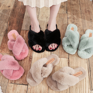 Fornitura di fabbrica a punta chiusa calda in pelliccia sintetica <span class=keywords><strong>con</strong></span> suola in TPR <span class=keywords><strong>scarpe</strong></span> di peluche per uso domestico da donna - Product Image 4