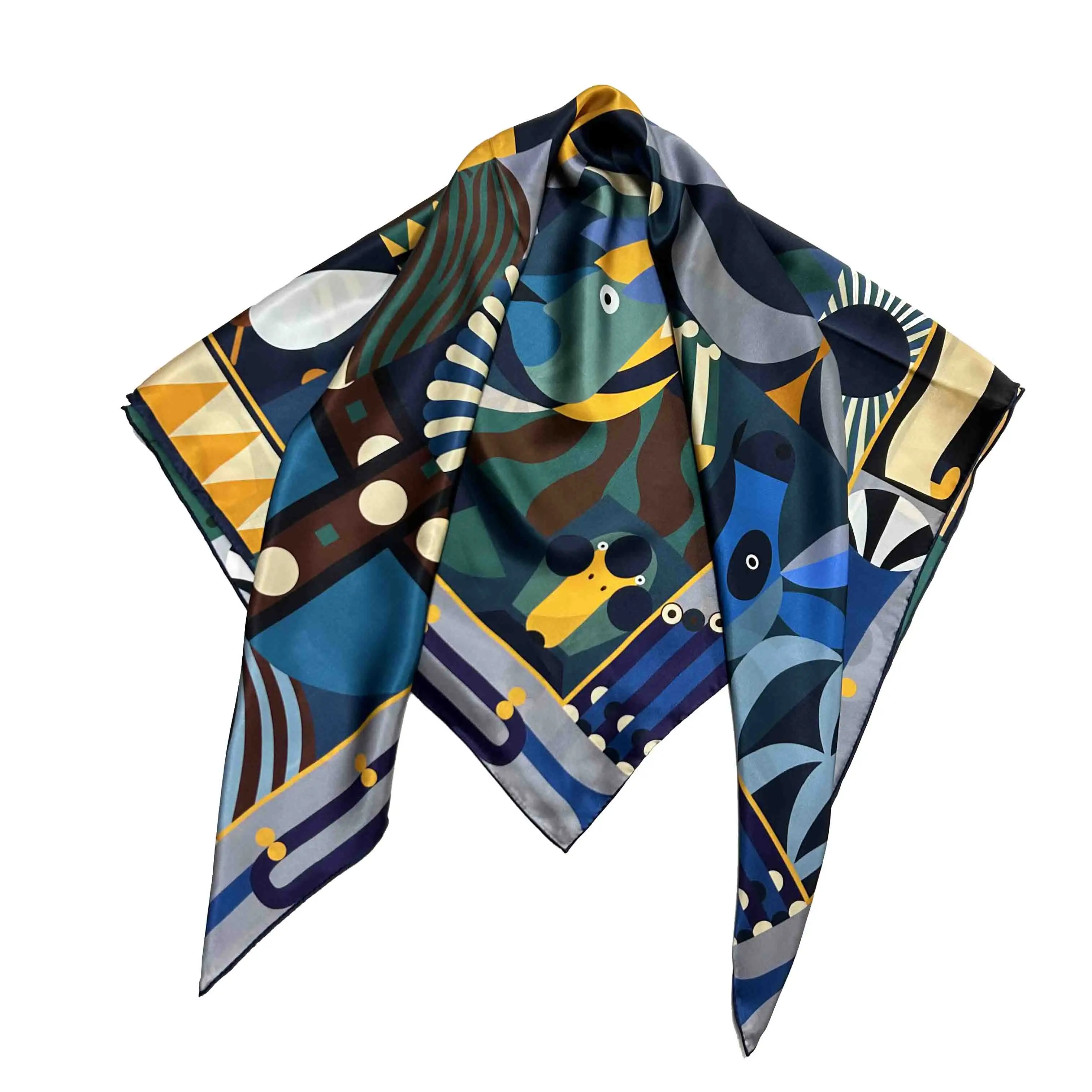 High Quality Hand Rolled Classic Style Soft Mulberry Silk Square Scarf Custom Printed Silk Head Scarves