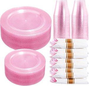 ชุดช้อนส้อมเครื่องเงินแบบใช้แล้วทิ้งช้อนพลาสติกสีโรสโกลด์ชุดช้อนส้อมมีดสำหรับงานเลี้ยงงานแต่งงาน - Product Image 6