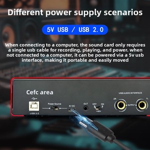 Tarjeta de Sonido USB Externa Compacta Profesional para Transmisión <span class=keywords><strong>en</strong></span> <span class=keywords><strong>Vivo</strong></span>, Grabación, Karaoke e Instrumentos Musicales - Plug-and-Play para Computadora - Product Image 5