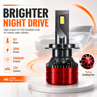 Ampoule de phare LED H7 pour marché de la réparation automobile, 30W 5000LM 12V, lampe de remplacement à ajustement universel
