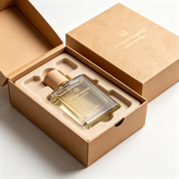 Boîte rigide personnalisée en kraft avec couvercle rabattable pour flacon de parfum, avec insert en pulpe moulée, logo personnalisé pour 100 ml