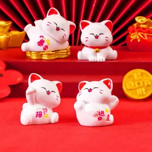 Cartoon Lucky Cat Doll 3D Miniature Fortune Cat Home Decoration DIY Car Mini Ornaments