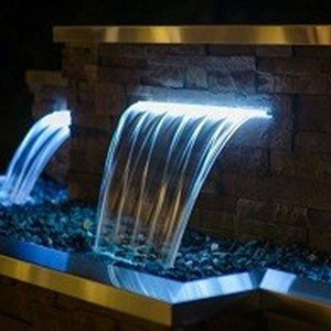 Belle <span class=keywords><strong>cascade</strong></span> fixée au mur <span class=keywords><strong>de</strong></span> piscine d'acier inoxydable <span class=keywords><strong>de</strong></span> jour et <span class=keywords><strong>de</strong></span> nuit avec des lumières <span class=keywords><strong>de</strong></span> LED - Product Image 2