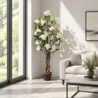 Arbre artificiel fleuri de 120 cm en soie, avec tronc en bois véritable, plante artificielle en pot pour décoration intérieure, mariage et événements