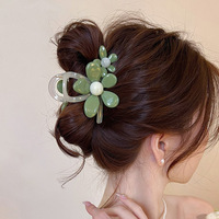 Vente en gros de pinces à cheveux coréennes tendance en acrylique vert, grandes pinces requin en acétate, accessoires capillaires pour filles