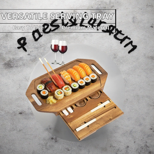 Tabla de Servir Sushi de Madera Multifuncional, Ecológica y Duradera con Almacenamiento para Utensilios, Apta para Lavavajillas, para Uso Doméstico y Comercial - Product Image 2