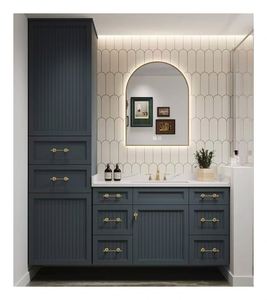 Mueble de Baño de Pared de Estilo Retro Americano con Lavabo de Cerámica Integrado - Product Image 1
