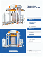 Machine d'emballage de films étirés à froid à haute efficacité, utilisée pour l'empilage des palettes d'emballage de marchandises en conserve et conteneurs.