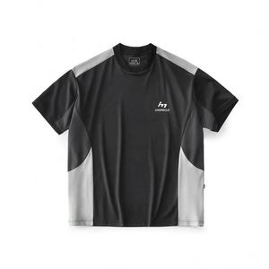 Camiseta deportiva informal transpirable de alta calidad 2024, camisetas personalizadas de malla con contraste de retazos para hombre - Product Image 2