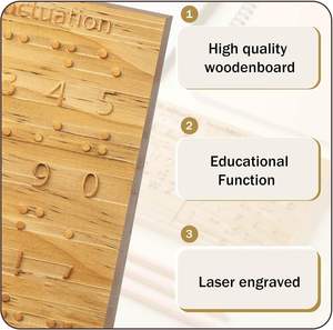 Herramienta educativa Montessori, puntos tallados para personas videntes, salas de escape, tablero de alfabeto Braille de madera - Product Image 4
