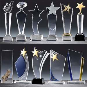 Custom Business Gift Solid Momentoes Metal Crystal Glass Acrylic Award <b>Trophy</b> Blank Plaque Wooden Base Crystal <b>Trophy</b> <b>Cup</b> - Product Image 1