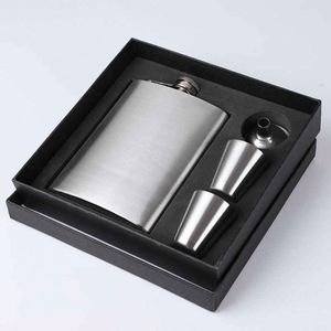 Stainless Steel Flask Set With Funnel And <b>Gift</b> <b>Box</b> Minimalist Design Portable For Presents - Product Image 1