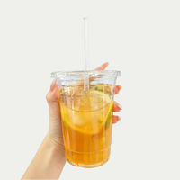 Lot de 100 gobelets jetables transparents de 16 oz pour boissons glacées, avec paille et couvercle, qualité alimentaire, idéal pour pique-niques, mariages et boissons froides