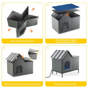 Nueva casa para mascotas con calefacción al aire libre, resistente a la intemperie, cálida, cama para dormir para perros, invierno, cachorros, gatos, casa, cama, criadero - Product Image 6