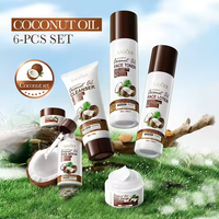 Coffret de Soins SADOER à l'Huile de Coco Biologique Hydratant Nourrissant pour le Visage Beauté 6 Pièces, Ensemble Cadeau de Produits de Soins de la Peau en Gros