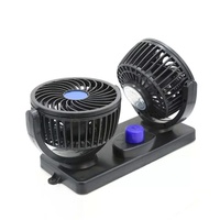 Ventilateur de voiture à double tête 24V/12V, rotation à 360 degrés, puissant, silencieux, 2 vitesses réglables, vent puissant, refroidissement automatique