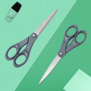 Stainless Steel Scissors Straight Head Dark Gray Home Office Craft Paper Cutting 0244 Bulk First Class Product - Product Image 2
