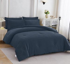Set di Biancheria da Letto di Lusso 6 Pezzi, Copripiumino Moderno in Tinta Unita, Misura <span class=keywords><strong>Queen</strong></span>, 400TC, Lavato e Spazzolato, Confortevole in Poliestere - Product Image 3