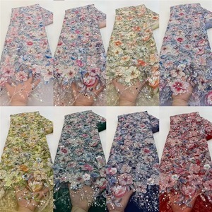 Dot chéo kẻ sọc phong cách in hoa hồng thêu hạt sequined Ren Vải căng váy cưới thêu lót - Product Image 2