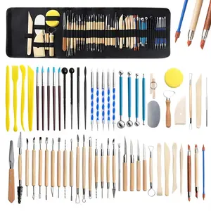 KANGMINGJIAN Craft Tool Set Different Styles Sculpture Clay Pottery Tools Clay Sculpting Polymer Clay Tools 61PC Set