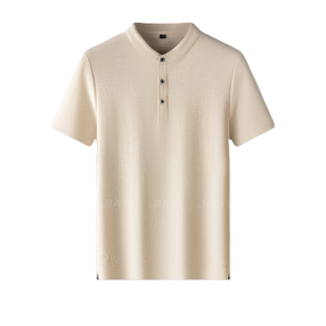 Camisa de punto clásica para hombre, de lino sólido, antipilling, textura cómoda, elegante cuello pequeño, puños sueltos y prácticos. - Product Image 1