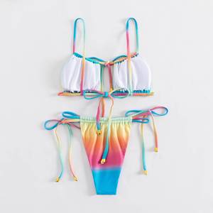<span class=keywords><strong>Costume</strong></span> da bagno Sexy con motivo stampato da <span class=keywords><strong>donna</strong></span> personalizzabile in 2 pezzi Bikini dal taglio alto color arcobaleno - Product Image 6