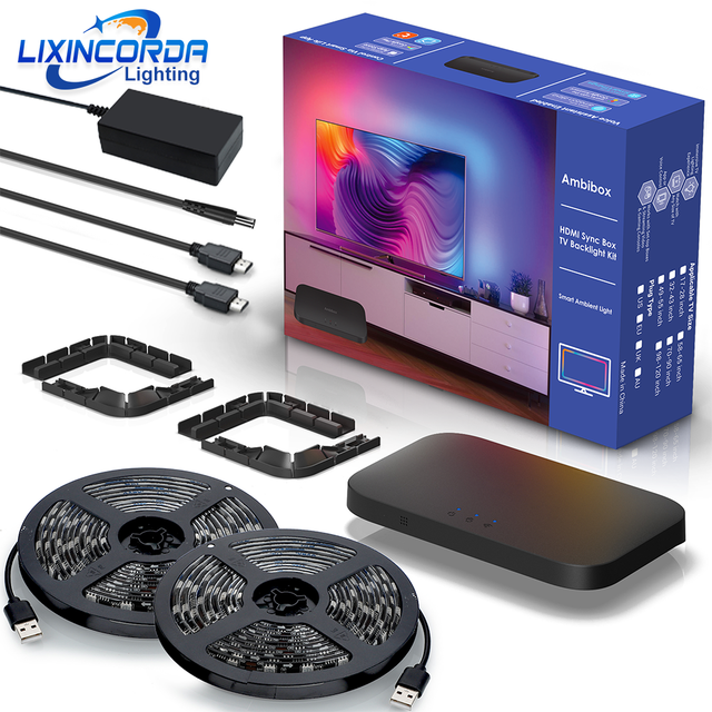 Ambient Tv Led Backlight 32-85 Inch Smart Strip Lights Kit With For Sync Box Supports 4k/hdr/cec/tv Box/game Console