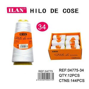 Filo da Cucito Bianco Ilan, Bobina da 2750m, Misura 34, Confezione da 12 Pezzi - Product Image 3