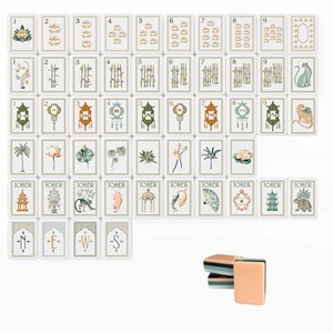 Juego de Fichas de Mahjong Americanas de Acrílico Grabado de Lujo, 160 Piezas, Azul Dorado, para 4 Jugadores - Product Image 1
