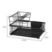 Support de rangement de comptoir de cuisine en métal minimaliste Hot Mail pour bols et baguettes, avec égouttoir double couche, multifonctionnel