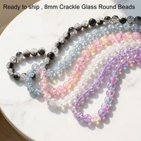 Perles de Verre Craquelé Violet, Perles Éclatantes de Cristal Bicolores Rose et Bleu, Tendance, 8 mm, pour la Fabrication de Bracelets Charmants