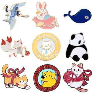 Pins de Esmalte Metálico Teñido de Alta Calidad con Diseños de Animales como Tigre, León y Bestias - Product Image 5