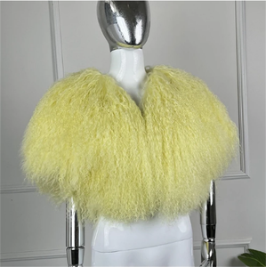 Chaqueta de Mujer de Lujo, Nueva Colección 2026, Chaqueta Corta de Piel de Cordero, Bolero de Piel de Oveja Mongol Auténtica - Product Image 2