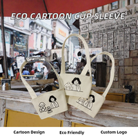 Manchons de tasse à café en toile de coton imprimés sur mesure, écologiques, pour usage quotidien toutes saisons, motif dessin animé, logo, style tendance, vente en gros