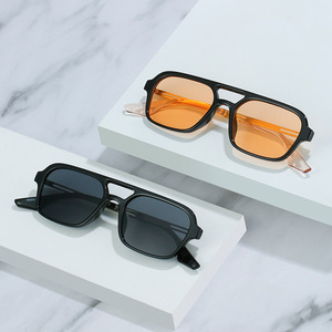 2022 New Lmamba L434 UV400 Protection Custom Double Bridge Retro <b>Sunglasses</b> Logo <b>Square</b> Unisex Fashion Trendy Shades - Product Image 1