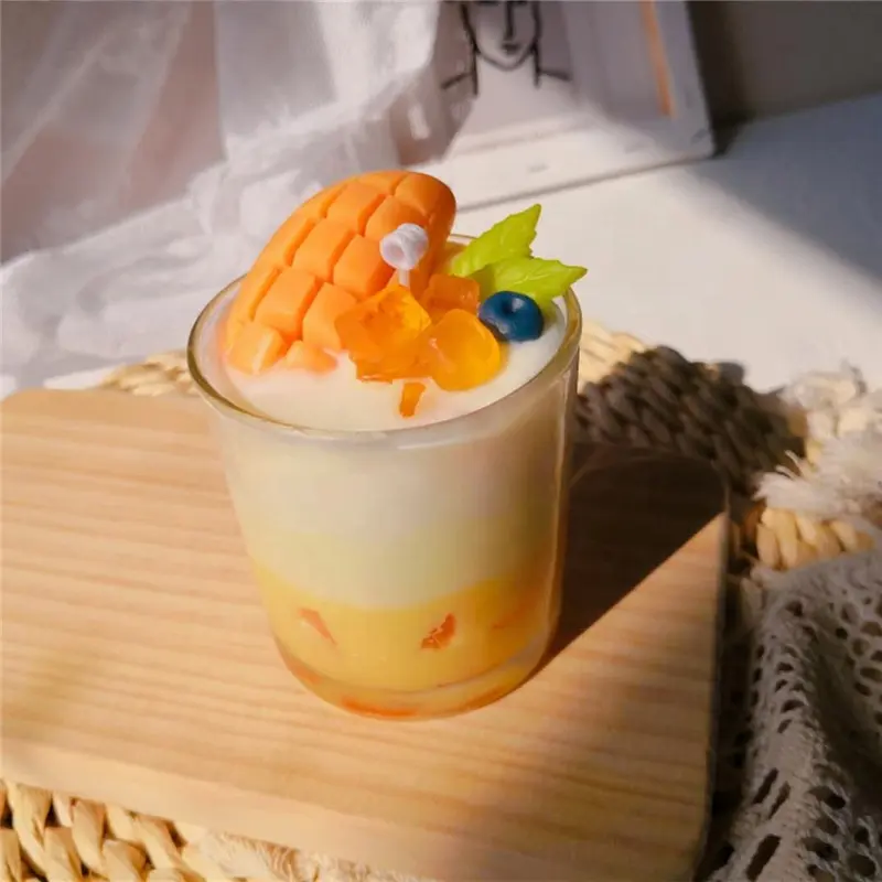 Amazon heißer Verkauf Neuheit Eis Mango Getränk DIY Soja wachs Duft kerze für Geschenk Home Dekoration Kerze Öl Düfte