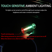 Luz de ambiente para Interior de coche, modo colorido, LED táctil inalámbrico, luz nocturna pequeña, lámpara de iluminación ambiental, botella de vidrio para acampar