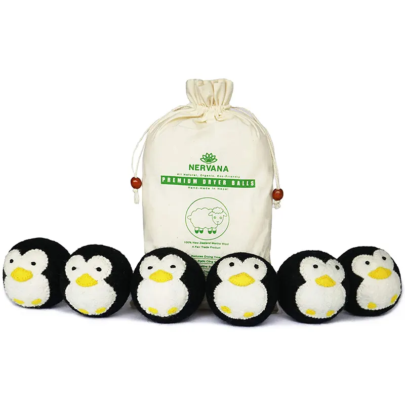Хит продаж 2020/2021, amazon 100%, сушильные шарики из черной шерсти премиум-класса с пингвином для стирки