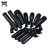Pour Panvotech Kit de microphone à batterie filaire 7 pièces XLR Micros dynamiques cardioïdes Clips pour l'enregistrement d'instruments de performance sur scène