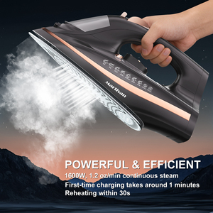 Nouveau design <span class=keywords><strong>Fer</strong></span> <span class=keywords><strong>à</strong></span> vapeur <span class=keywords><strong>sans</strong></span> <span class=keywords><strong>fil</strong></span> 2200W en céramique avec poignée électrique, fonction vapeur sèche et pulvérisation, chauffe rapide en 30 secondes pour la vente en gros - Product Image 2