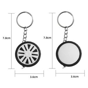 Portable Retractable Tape Measure Keychain 1m 3ft Carbon Steel Metal Ruler Car Wheel Shaped Pocket Sizing Measurement Tool - Product Image 2