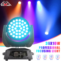 Meilleures ventes RGBW 4 en 1 36 X 10W E27 LED Moving Head Wash Zoom Light avec contrôle DMX512, indice de protection IP33 pour DJ, scène, discothèque